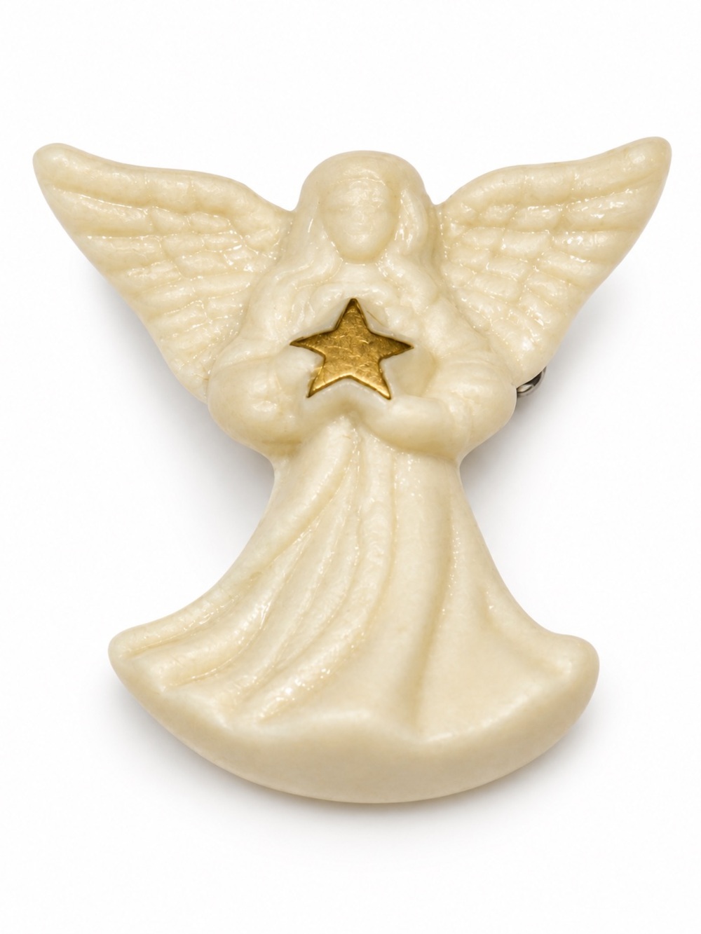 Ivory Angel Pin with Gold Star - Lenox